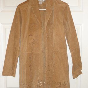 Coldwater Creek Leather Jacket w/ Laced Edges and Other Details Sz Small